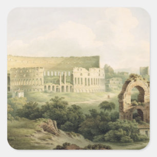 Pegatina Cuadrada El Coliseo, Roma, 1802 (c/c sobre grafito en dos