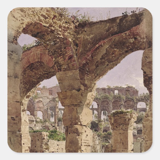 Pegatina Cuadrada El Coliseo, Roma, 1835 (Anverso)
