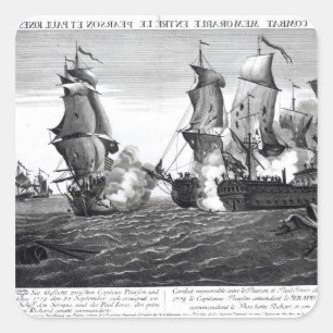 Pegatina Cuadrada El combate memorable entre capitán Pearson