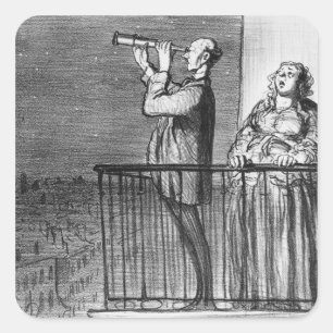 Pegatina Cuadrada El cometa, Parisiens incredules