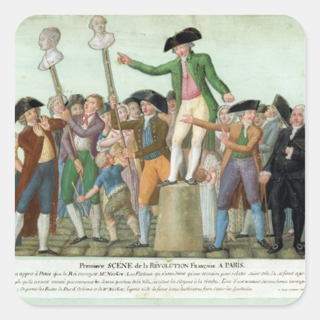 Pegatina Cuadrada El comienzo de la revolución francesa (Anverso)