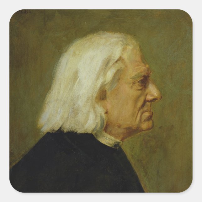 Pegatina Cuadrada El compositor Franz Liszt, 1884 (Anverso)