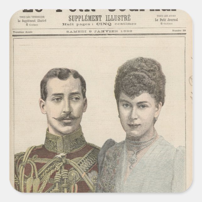 Pegatina Cuadrada El compromiso de Albert Victor Duke de (Anverso)