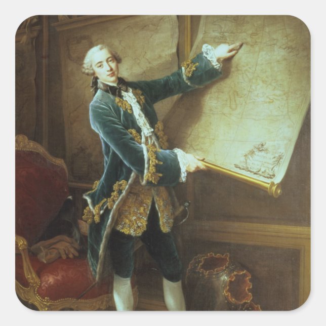Pegatina Cuadrada El Comte de Vaudreuil, 1758 (Anverso)