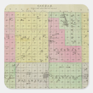 Pegatina Cuadrada El condado de Cherokee, Kansas
