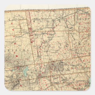 Pegatina Cuadrada El condado de Clinton