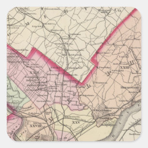 Pegatina Cuadrada El condado de Philadelphia, ciudad