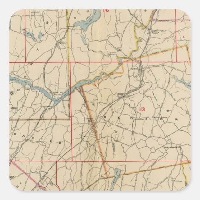 Pegatina Cuadrada El condado de Westchester, Nueva York 2 (Anverso)