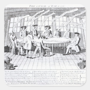Pegatina Cuadrada El consejo de la guerra en 1756