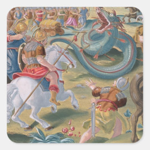 Pegatina Cuadrada El cónsul romano Atilius somete el Serpe africano