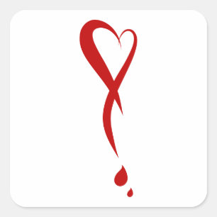 Pegatina Cuadrada El corazón como signo de exclamación, el corazón s