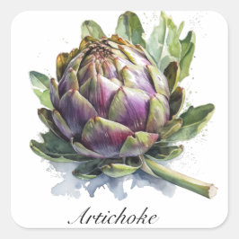 Pegatina Cuadrada El corazón de la Garde: Artichoke en acuarela