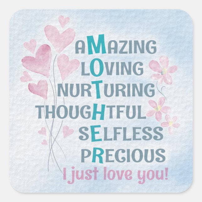 Pegatina Cuadrada El corazón de la madre (Anverso)