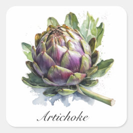 Pegatina Cuadrada El Corazón del Jardín: Artichoke en acuarela