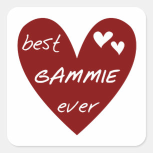 Pegatina Cuadrada El corazón rojo mejor gammie camisetas y regalos