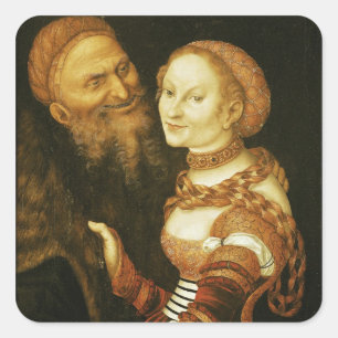 Pegatina Cuadrada El Cortesano y el Viejo, c.1530