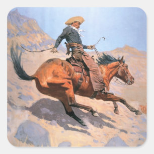Pegatina Cuadrada El Cowboy (aceite sobre lienzo)