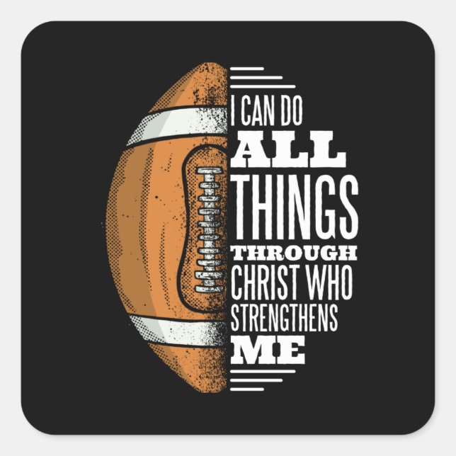 Pegatina Cuadrada El Cristo del fútbol fortalece la fe Jesús (Anverso)