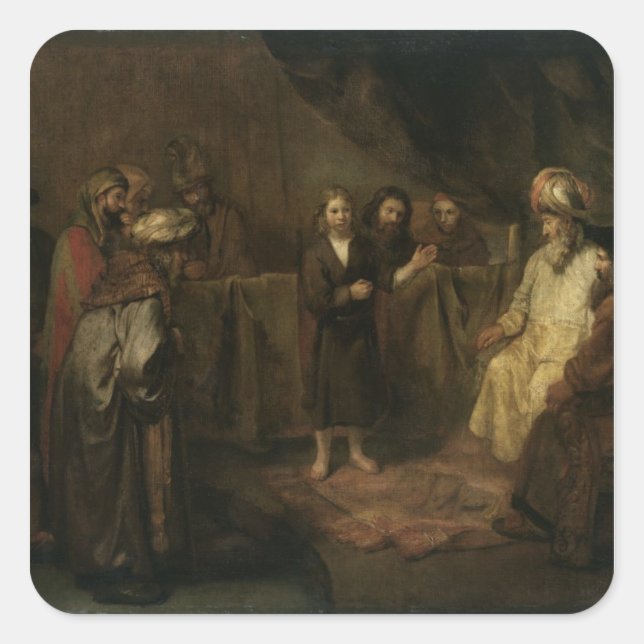 Pegatina Cuadrada El Cristo infantil en el templo (Anverso)