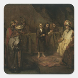 Pegatina Cuadrada El Cristo infantil en el templo