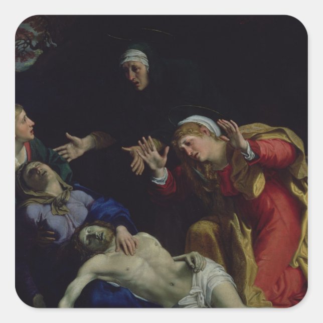 Pegatina Cuadrada El Cristo muerto de duelo, c.1604 (Anverso)