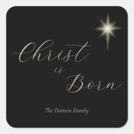 Pegatina Cuadrada El Cristo religioso es Navidad personalizado nacid