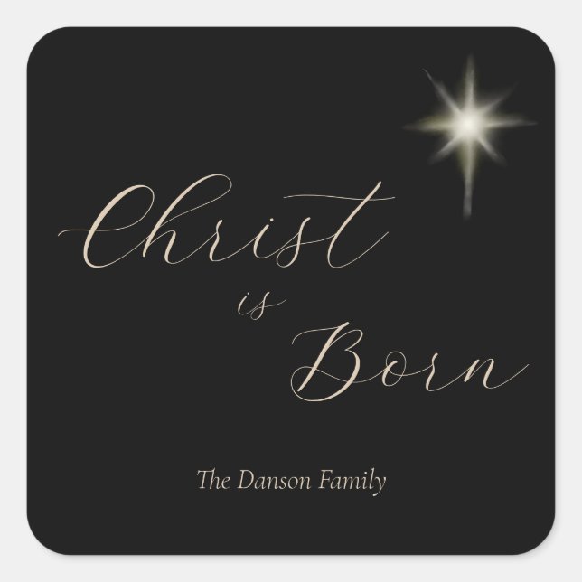 Pegatina Cuadrada El Cristo religioso es Navidad personalizado nacid (Anverso)