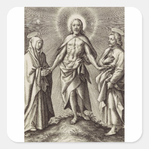 Pegatina Cuadrada El Cristo Retreen está en una colina