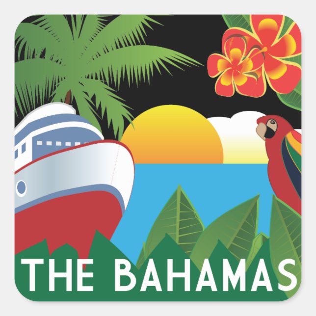Pegatina Cuadrada El crucero por las Bahamas (Anverso)