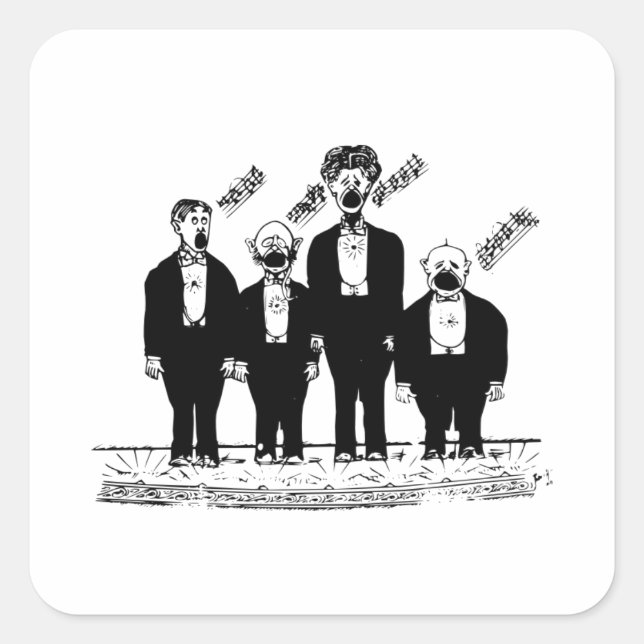 Pegatina Cuadrada El Cuarteto, Los Cantantes De Barbershop, (Anverso)