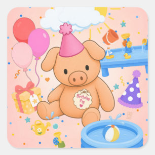 Pegatina Cuadrada El cuento de Hamhock's Pink Splashtastic!