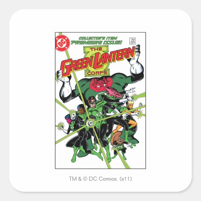 Pegatina Cuadrada El Cuerpo de Linternas Verdes (Anverso)