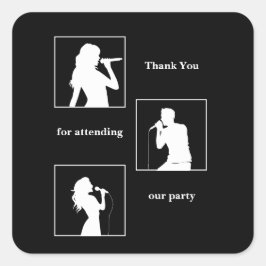 Pegatina Cuadrada El cumpleaños conjunto triple el divertido negro M