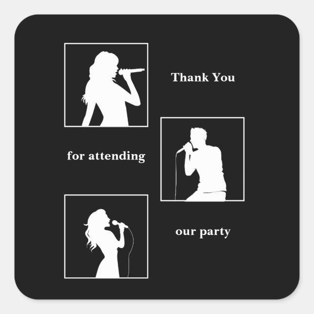 Pegatina Cuadrada El cumpleaños conjunto triple el divertido negro M (Anverso)