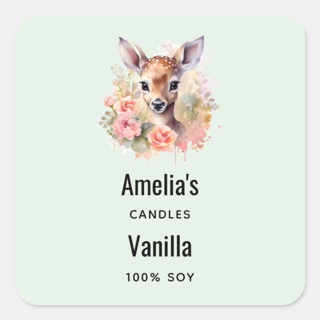 Pegatina Cuadrada El Deer Cutte Rodeado Por Rosas - El Negocio De La (Anverso)