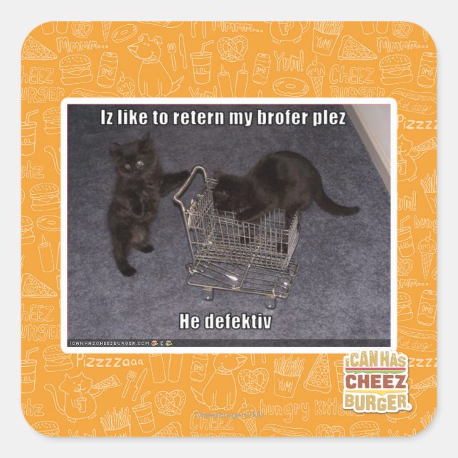 Pegatina Cuadrada Él defectuoso (Anverso)