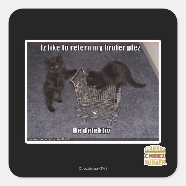 Pegatina Cuadrada Él defectuoso (Anverso)