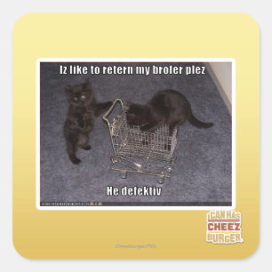 Pegatina Cuadrada Él defectuoso