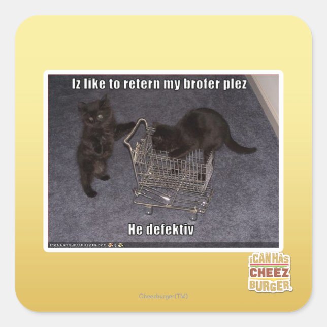 Pegatina Cuadrada Él defectuoso (Anverso)