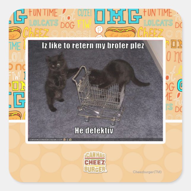 Pegatina Cuadrada Él defectuoso (Anverso)