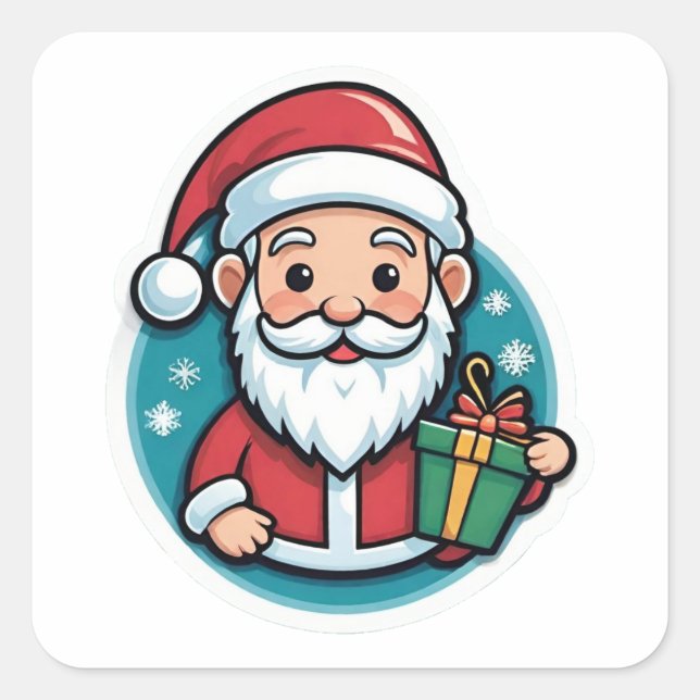 Pegatina Cuadrada El delicioso Santa Claus (Anverso)