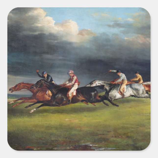 Pegatina Cuadrada El Derby Epsom, 1821 (Anverso)