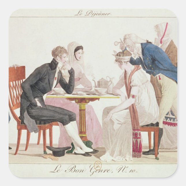 Pegatina Cuadrada El desayuno, del Bon Genre (Anverso)