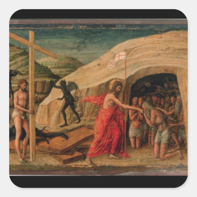 Pegatina Cuadrada El descenso de Cristo al limbo (Anverso)