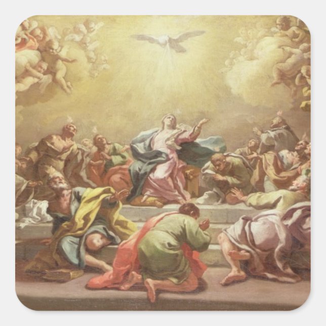 Pegatina Cuadrada El Descenso del Espíritu Santo (Anverso)