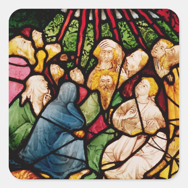 Pegatina Cuadrada El Descenso del Espíritu Santo, c.1400 (Anverso)