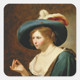 Pegatina Cuadrada El desposorio: La novia, c.1630