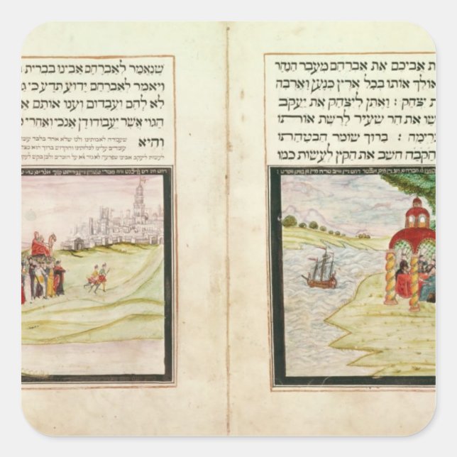 Pegatina Cuadrada El destierro de Hagar y de Ishmael (Anverso)