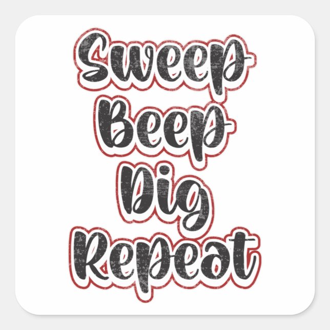 Pegatina Cuadrada El detector Metalizado Detectando repite la idea d (Anverso)