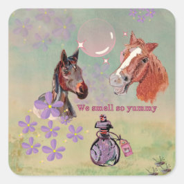 Pegatina Cuadrada el día de baño de caballos para el diario de cabal